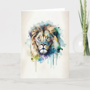 Majestic Watercolor Lion Note Card Dankeskarte