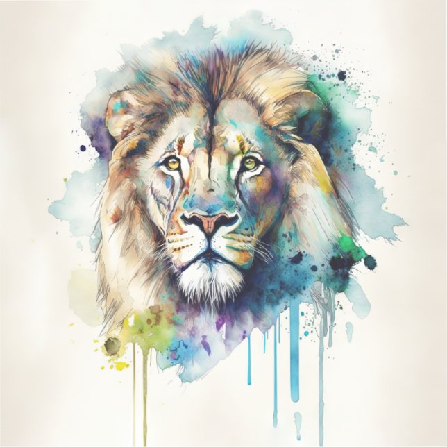 Majestic Watercolor Lion Square Sticker (Vorderseite)