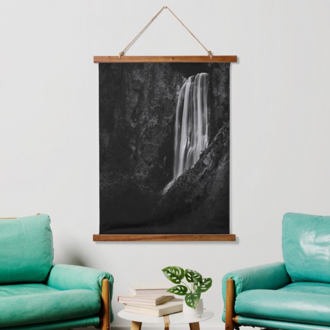 Majestic waterfall Boka (Slowenien) Wandteppich Mit Holzrahmen (Wohnzimmer)