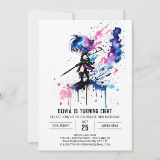 Majestic Whimsical Ninja Digital Girl Geburtstag Einladung