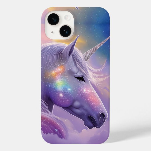 Majestic White Einicorn Rainbow Glitzer Glitzern Case-Mate iPhone 14 Hülle (Rückseite)