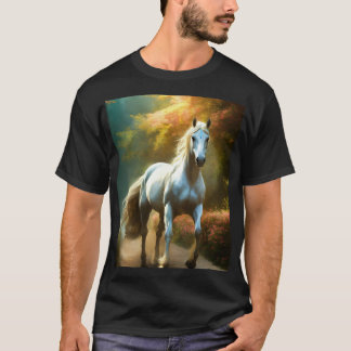 "Majestic White Horse T - Shirt Design"