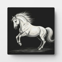 Majestic White Horse Tabletop Plaque
