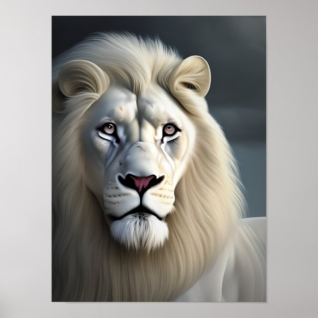 Majestic White Lion Art Poster (Vorne)