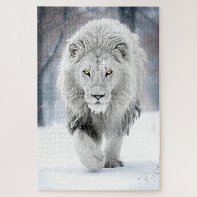 Majestic White Lion im Winter Wonderland Design (Vertikal)
