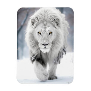 Majestic White Lion im Winter Wonderland Design Magnet