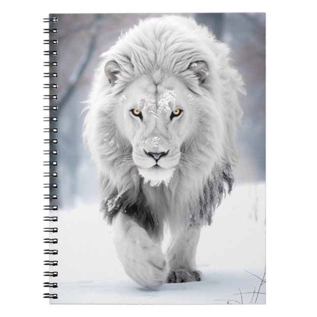 Majestic White Lion im Winter Wonderland Design Notizblock (Vorderseite)
