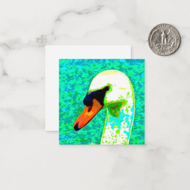 Majestic White Swan Head Mitteilungskarte (Vorderseite/Rückseite Beispiel)