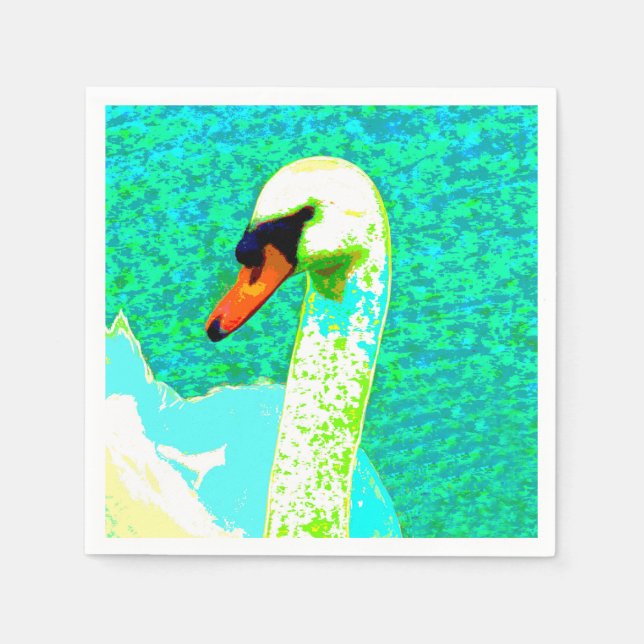 Majestic White Swan Head Serviette (Vorderseite)