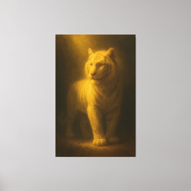 Majestic White Tiger – Fine Art Golden Light Portr Leinwanddruck (Vorderseite)