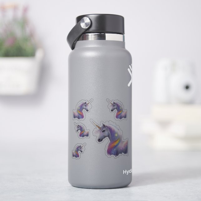Majestic White Unicorn mit Hellbrunnenmane Aufkleber (HydroFlask)