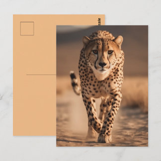 Majestic Wild Cheetah Running Photo Postkarte