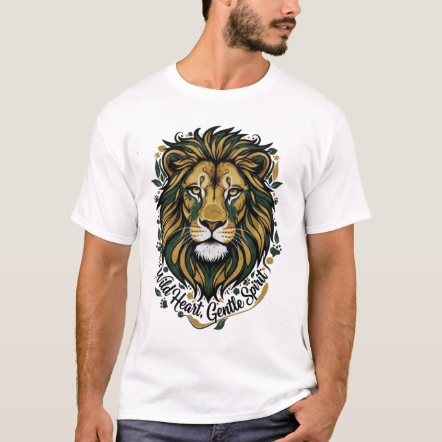 Majestic Wild Heart Gentle Spirit Lion Head Green  T-Shirt (Vorderseite)