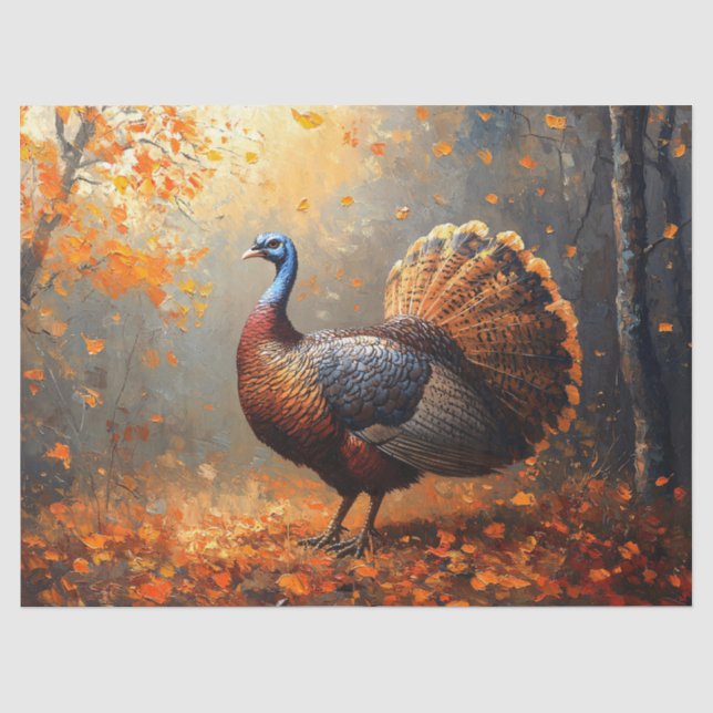 Majestic Wild Turkey im Herbstwald Seidenpapier (Vorderseite)