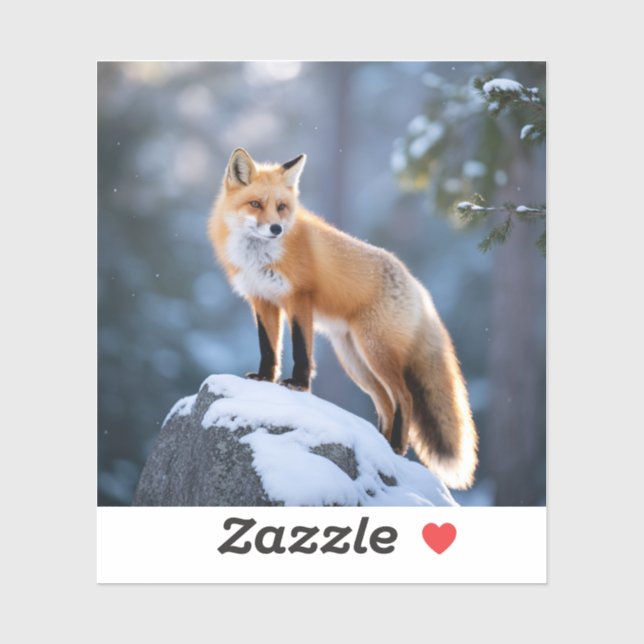 Majestic Winter Fox Fotografie Aufkleber (Blatt)