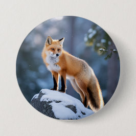 Majestic Winter Fox Fotografie Button