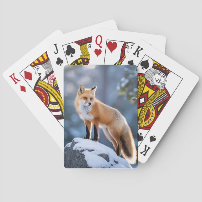 Majestic Winter Fox Fotografie Spielkarten (Rückseite)