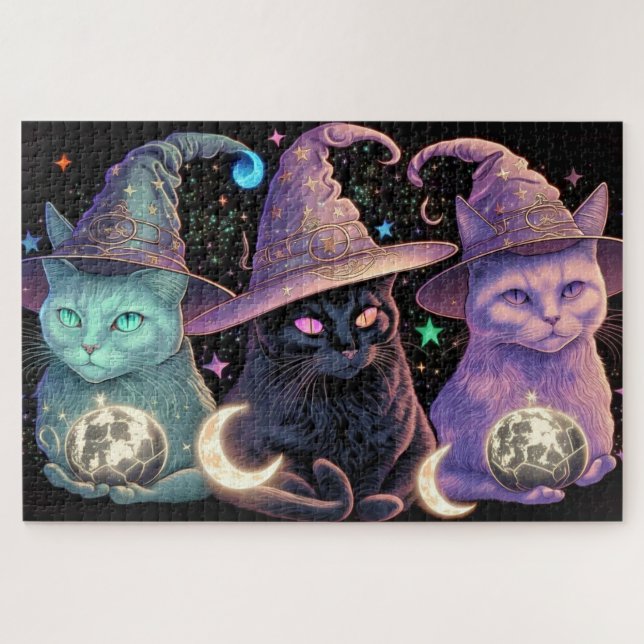 Majestic Witchy Cats Illustration (Horizontal)