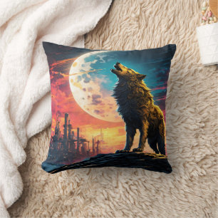 Majestic Wolf heult unter einem kosmischen Monsun Kissen