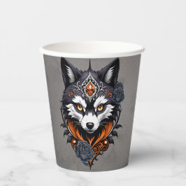 Majestic Wolf Kopf, fertig in einem tiefen, Pappbecher