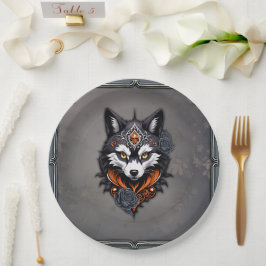 Majestic Wolf Kopf, fertig in einem tiefen, Pappteller