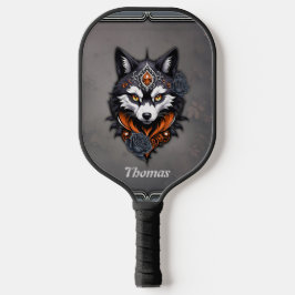 Majestic Wolf Kopf, fertig in einem tiefen, Pickleball Schläger