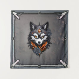 Majestic Wolf Kopf, fertig in einem tiefen, Wandteppich