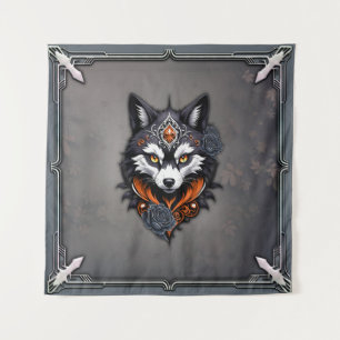 Majestic Wolf Kopf, fertig in einem tiefen, Wandteppich