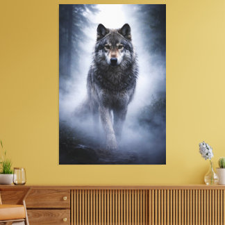 Majestic Wolf – Silent Presence in the Fog Leinwanddruck