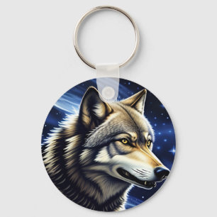 Majestic Wolf unter Sternry Sky Schlüsselanhänger