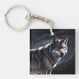 Majestic Wolf unter Sternry Sky Schlüsselanhänger