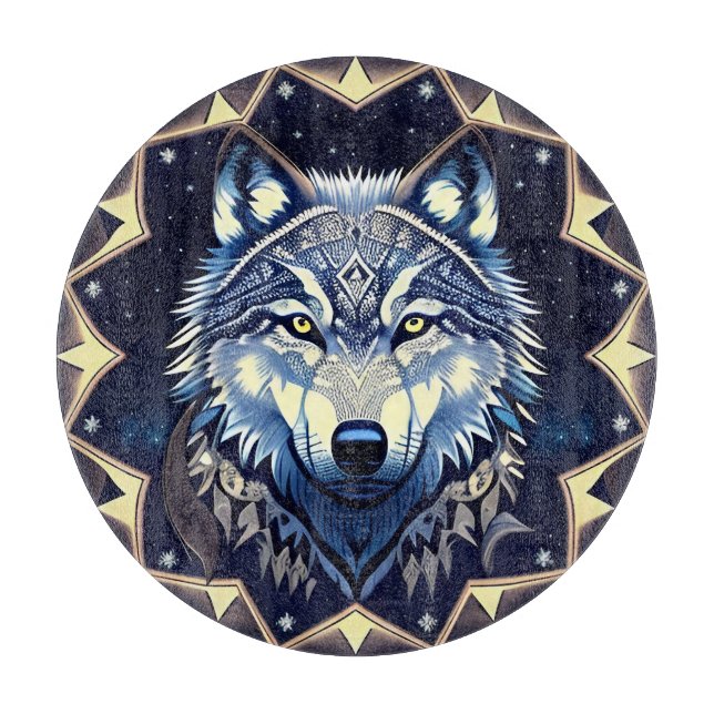 Majestic Wolf unter Sternry Sky Schneidebrett (Vorderseite)