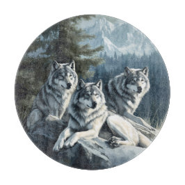 Majestic Wolves Glass Cutting Board Schneidebrett