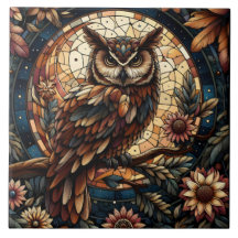 Majestic Woodland Brown Owl gestanztes Glas