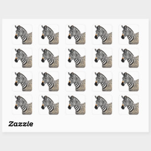 Majestic Zebra Portrait Quadratischer Aufkleber