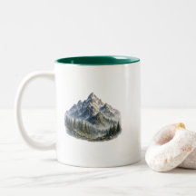 Majestische Berg- und Waldlandschaft Aquarell