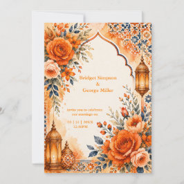 Majestische orange arabische Nacht-Hochzeit Einladung