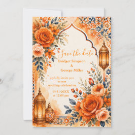 Majestische orange arabische Nacht-Hochzeit Einladung