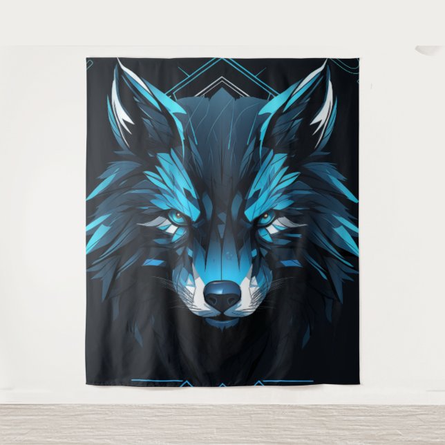 majestischer einsamer Wolf Poster. Wandteppich (Vorderseite)