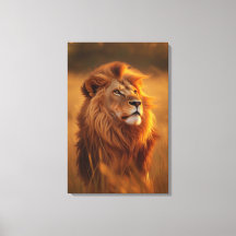 Majestueux Lion Doré au Coucher du Soleil – Toile
