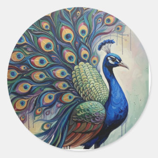 Majesty Peacock in Full Bloom Runder Aufkleber
