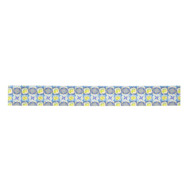 Majolica Azulejo Mediterrane Lemon Satinband (Vorderseite)