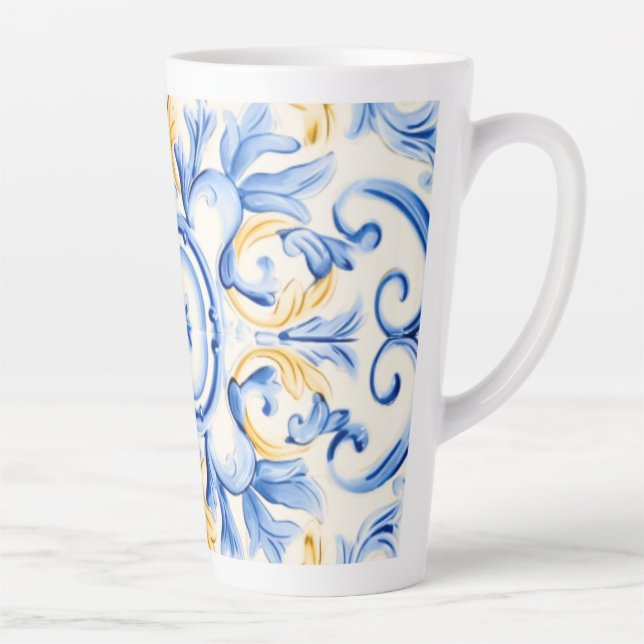 Majolica: Blau und Gold Milchtasse (Rechts)