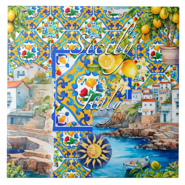 Majolica, citron, carreaux siciliens, (Devant)