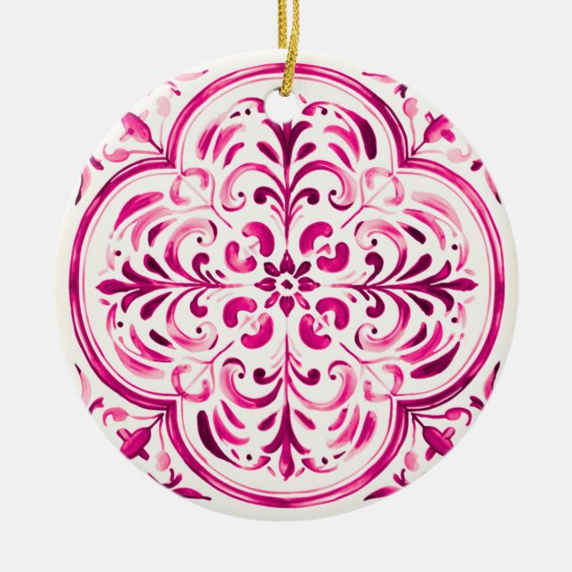 Majolica Rose Keramik Ornament (Vorne)