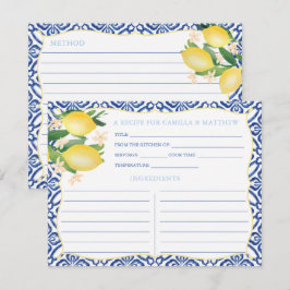 Majolica Tiles Lemons Bridal Shower Recipe Card Einladung