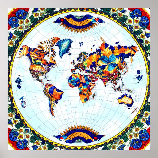 Majolica World Map Poster (Vorne)