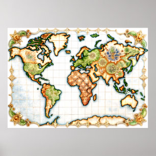Majolica World Map Poster