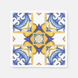 Majolika, mediterrane Fliesen, Serviette