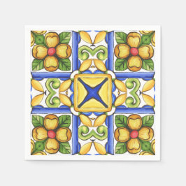 Majolika, mediterrane Fliesen, Serviette